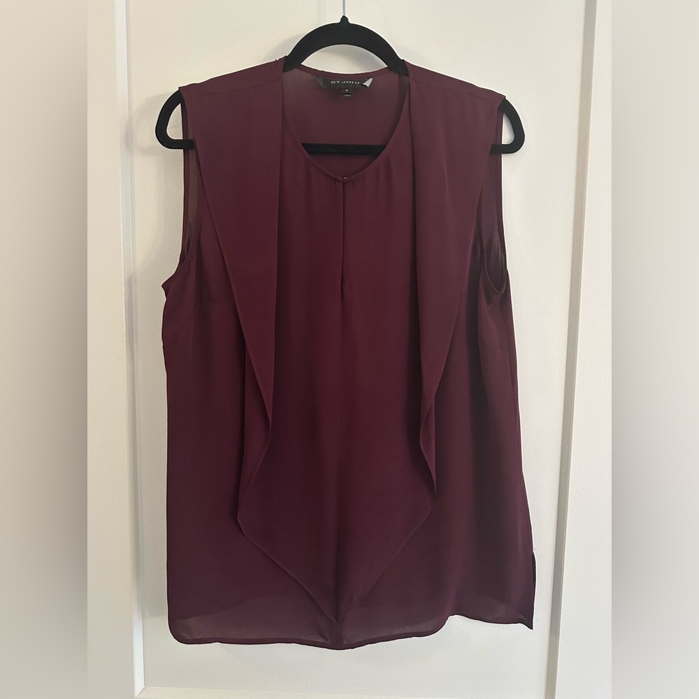 St. John Sleeveless Blouse Medium Maroon